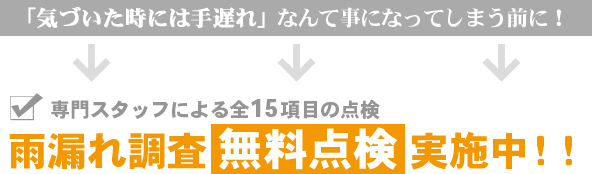 雨漏れ調査無料点検実施中！